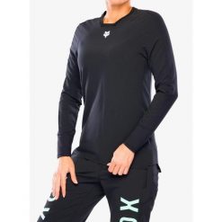 Bluza rowerowa damska Fox Defend Thermal Jersey. Czarne bluzy damskie FOX, bez wzorów, z jersey, rowerowe. Za 438.89 zł.