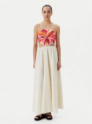 Maaji Sukienka letnia Sunrise PT2530CLD001 Beżowy Regular Fit. Brązowe sukienki damskie Maaji, na lato, s, bez wzorów, ze lnu, bez kołnierzyka, bez ramiączek. Za 419.99 zł.