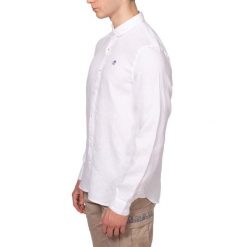 Koszulka Męska Timberland LS Linen. Białe koszule męskie Timberland, m, bez wzorów, eleganckie, bez kołnierzyka, bez ramiączek. Za 449.00 zł.