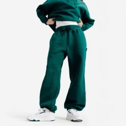 Spodnie damskie Elementals. Zielone spodnie materiałowe damskie Decathlon, xl, bez wzorów, z bawełny. Za 149.99 zł.