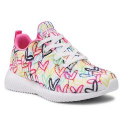 Buty na co dzień damskie SKECHERS UNO BOB SQUAD STARRY zdobienie w serca. Białe obuwie sportowe damskie Skechers, z aplikacjami, trekkingowe. Za 243.00 zł.