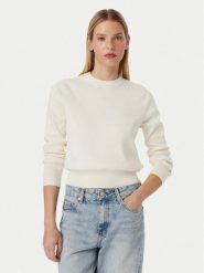 Tommy Hilfiger Sweter Full WW0WW52298 Kremowy Regular Fit. Białe swetry damskie Tommy Hilfiger, xl, bez wzorów, z bawełny, bez kołnierzyka, bez ramiączek, bez kaptura. Za 529.99 zł.