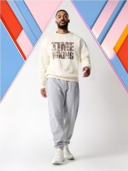 Bluza z nadrukiem - kremowy. Białe bluzy męskie Sinsay, l, bez wzorów, bez kaptura. W wyprzedaży za 22.99 zł.