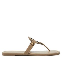 Japonki Tory Burch. Brązowe klapki damskie Tory Burch, bez wzorów, bez obcasa. Za 789.99 zł.