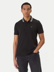 Calvin Klein Jeans Polo Monogram LV04RC276G Czarny Slim Fit. Czarne koszulki polo męskie Calvin Klein Jeans, m, bez wzorów, z bawełny, bez ramiączek. Za 269.99 zł.
