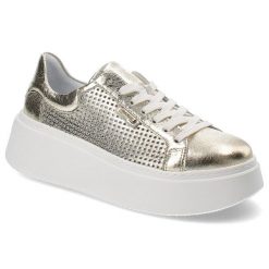 Złote Stylowe Sneakersy Damiss Modne Obuwie Damskie. Żółte półbuty damskie DAMISS, bez wzorów, z materiału, eleganckie, bez obcasa, bez zapięcia. Za 369.00 zł.