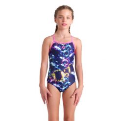 Strój Kąpielowy Arena Dziewczęcy Soap Bubbles Swimsuit Light. Niebieskie stroje kąpielowe dla dziewczynek Arena, bez wzorów. Za 149.99 zł.