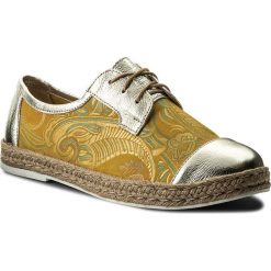 Espadryle ROBERTO - 603 Żółty Orient/Złoto Lustro. Żółte espadryle damskie Roberto, z materiału. W wyprzedaży za 199.00 zł.