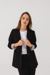 MARYNARKA NANCY CZARNA L - Flawless. Czarne żakiety damskie Flawless, l, bez wzorów, biznesowe. Za 600.00 zł.