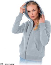 R.E.I.S. MALVA - bluza damska, zapięcie suwak, kaptur ściągany troczki, dwie kieszenie, dół rękawy ściągacz, 100% poliester 220 g/m2 - jasnoszary M. Szare bluzy damskie R.E.I.S., m, bez wzorów, z poliesteru, bez kaptura. Za 69.84 zł.