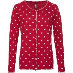 Sweter rozpinany w ludowym stylu bonprix ciemnoczerwono-kremowobiały z nadrukiem. Kardigany damskie marki bonprix. Za 79.99 zł.