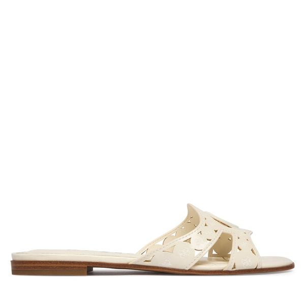 Klapki Guess. Białe klapki damskie Guess, z aplikacjami, bez obcasa. Za 274.99 zł.