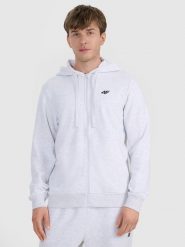 4F Bluza dresowa rozpinana z kapturem męska - szara 3XL. Szare bluzy męskie 4f, m, bez wzorów, z bawełny, z kapturem. Za 169.99 zł.