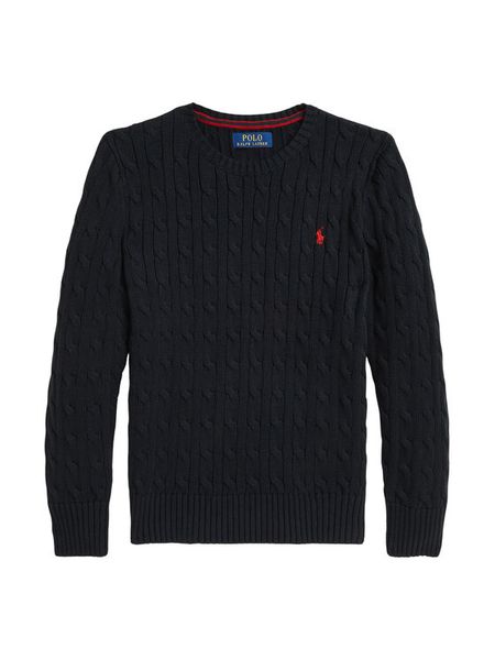 Polo Ralph Lauren Sweter 323702674061 Czarny Regular Fit. Czarne swetry dla chłopców Polo Ralph Lauren, bez wzorów, z bawełny, bez kołnierzyka, bez kaptura. Za 389.99 zł.