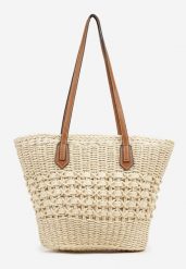 Beżowa Pleciona Torebka Typu Shopper Ulolana. Brązowe torebki shopper damskie Renee, bez wzorów, z jeansu, biznesowe, bez dodatków. Za 79.99 zł.