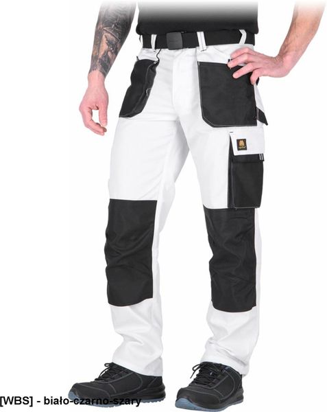 OX-OGR-T - Spodnie ochronne do pasa OGR, męskie - biało-czarno-szary 58. Białe spodnie materiałowe męskie Reis, m, bez wzorów. Za 98.95 zł.