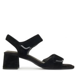 Sandały Tamaris. Czarne sandały damskie Tamaris, bez wzorów, bez obcasa, na słupku, bez zapięcia. Za 319.99 zł.
