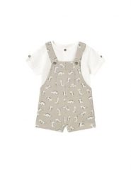 Mayoral Komplet t-shirt i ogrodniczki 1650 Beżowy Regular Fit. Brązowe t-shirty dla chłopców Mayoral, bez wzorów, z bawełny, bez ramiączek. Za 89.99 zł.