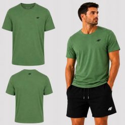 T-SHIRT MĘSKI 4F KOSZULKA BAWEŁNIANA SPORTOWA LIMITOWANA M3948 SS26. Zielone koszulki sportowe męskie 4f, m, bez wzorów, z bawełny, sportowe, bez kołnierzyka. Za 54.99 zł.