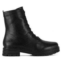 Botki Remonte. Czarne botki damskie Remonte, bez obcasa, na płaskiej podeszwie, bez zapięcia. Za 349.99 zł.