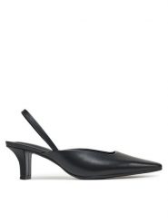 Calvin Klein Sandały Heel Mule Pump 50 - Lth HW0HW02551 Czarny. Czarne sandały damskie Calvin Klein, bez wzorów, ze skóry, bez obcasa, na słupku, bez zapięcia. Za 409.99 zł.