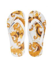 Versace Jeans Couture Japonki 80VA3SQ7 ZSS80 Biały. Białe klapki damskie Versace Jeans Couture, bez wzorów, z jeansu, bez obcasa. Za 269.99 zł.