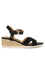 Geox Espadryle D Ischia Corda D55HHB 00020 C9999 Czarny. Czarne sandały damskie Geox, bez wzorów, ze skóry, bez obcasa, bez zapięcia. Za 289.99 zł.