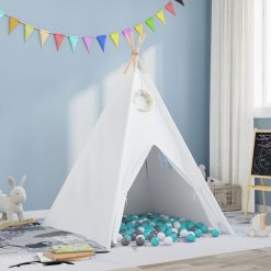 VidaXL Teepee dziecięce z torbą w brzoskwiniowym i miękkimi kulkami w białym. Białe torby i plecaki dziecięce vidaXL. Za 422.09 zł.