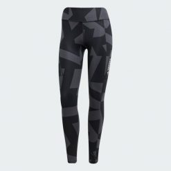 Legginsy Terrex Multi Printed. Brązowe legginsy sportowe damskie Adidas, l, bez wzorów, z dzianiny, do biegania. Za 329.00 zł.