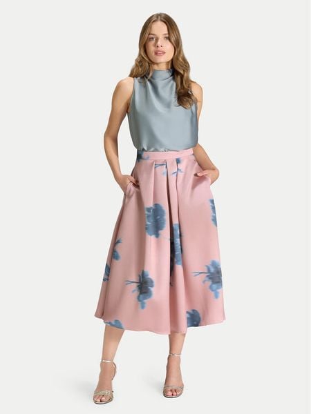 Swing Spódnica midi 2AK00300 Różowy Regular Fit. Czerwone spódnice damskie Swing, bez wzorów, z syntetyku, midi. Za 483.99 zł.