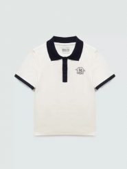 Koszulka dziewczęca polo z kontrastowym wykończeniem biała rea 100. Białe t-shirty i topy dla dziewczynek Big Star, bez wzorów, z bawełny, bez ramiączek. Za 59.99 zł.