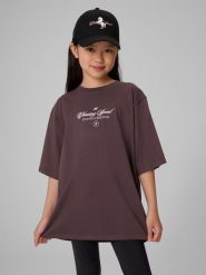 4F T-shirt loose z nadrukiem dziewczęcy - fioletowy 134/140 (8-10 lat). Fioletowe t-shirty i topy dla dziewczynek 4f, bez wzorów, z bawełny, bez ramiączek. Za 59.99 zł.