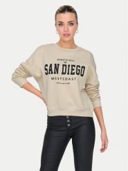 ONLY Bluza 15254183 Beżowy Loose Fit. Brązowe bluzy damskie Only, l, bez wzorów, z syntetyku, bez kaptura. Za 129.99 zł.