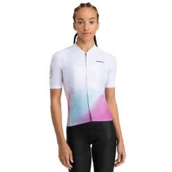 Damska koszulka rowerowa z krótkim rękawem Kolarstwo Siroko M2 Venturi. Białe obuwie sportowe damskie SIROKO, bez wzorów, z elastanu, rowerowe. Za 254.00 zł.