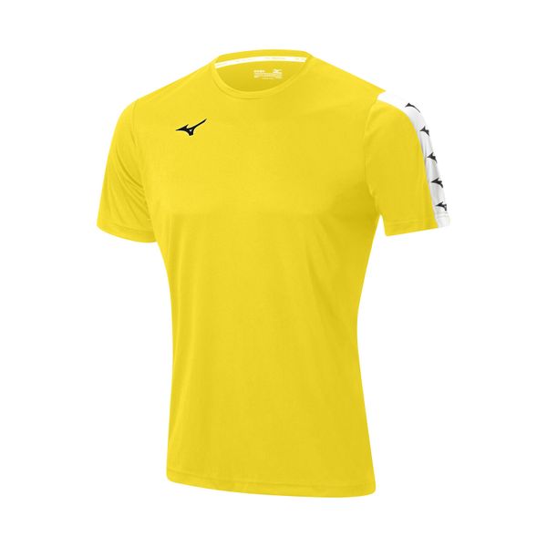 Koszulka Mizuno Nara Tee. Żółte buty sportowe męskie Mizuno, bez zapięcia, na fitness i siłownię. Za 139.00 zł.