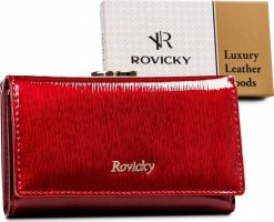 Rovicky Portfel damski z lakierowanej skóry naturalnej Rovicky NoSize. Portfele damskie ROVICKY, bez wzorów, ze skóry. Za 175.39 zł.