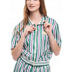 Bluzka Koszulka Kobieta Fila Rozsuwana Polo W Paski Z Krótkim Rękawem XL. Bluzki damskie Fila, xl, bez wzorów, z materiału, bez kołnierzyka, bez ramiączek. Za 147.00 zł.