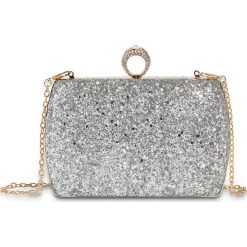 Kopertówka "Glitzer" bonprix srebrny kolor - złoty kolor. Szare kopertówki damskie bonprix, eleganckie. Za 99.99 zł.