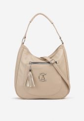 Ciemnobeżowa Torebka Typu Shopper Ozdobiona Frędzlami Felluria. Brązowe torebki shopper damskie Born2be, bez wzorów, z jeansu, biznesowe, bez dodatków. Za 84.99 zł.