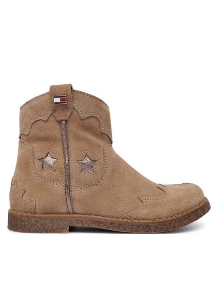 Tommy Hilfiger Botki T1A5-35191-1429 S Beżowy. Brązowe botki dziewczęce Tommy Hilfiger, ze skóry, bez zapięcia. Za 474.99 zł.