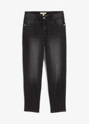 Dżinsy typu barrel, mid waist. Czarne jeansy damskie bonprix. Za 122.99 zł.