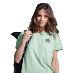 Damska koszulka w stylu crop top Snap Climbing. Zielone koszulki sportowe damskie SNAP CLIMBING, l, bez wzorów, z bawełny, bez kołnierzyka, bez ramiączek, wspinaczkowe. Za 195.00 zł.