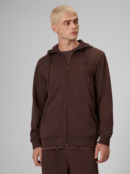 4F Bluza dresowa regular z kapturem męska - brązowa S. Brązowe bluzy męskie 4f, m, bez wzorów, z dresówki, z kapturem. Za 169.99 zł.