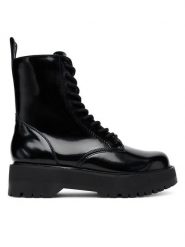 DKNY Trzewiki Batu K3511773 Czarny. Czarne botki damskie DKNY, ze skóry, bez obcasa, na płaskiej podeszwie, bez zapięcia. Za 709.99 zł.
