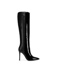 Eva Minge Kozaki RAFA-587-9161 Czarny. Czarne kozaki damskie Eva Minge, z lakierowanej skóry, bez obcasa, na szpilce. Za 639.99 zł.