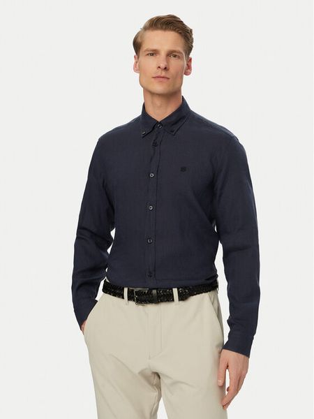 BOSS Koszula H-Liam 50556077 Granatowy Regular Fit. Niebieskie koszule męskie Boss, m, bez wzorów, ze lnu, bez kołnierzyka, bez ramiączek. Za 371.99 zł.