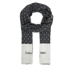 Szal Calvin Klein. Czarne szaliki i chusty damskie Calvin Klein, bez wzorów. Za 179.99 zł.