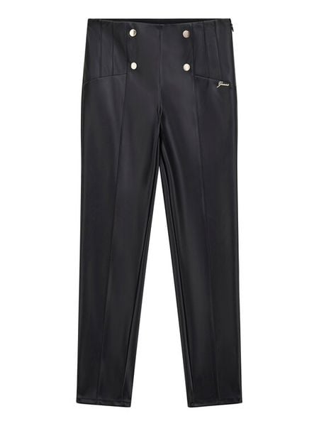 Guess Spodnie z imitacji skóry J5BB00 WFV60 Czarny Slim Fit. Czarne legginsy dla dziewczynek Guess, z aplikacjami, ze skóry. Za 259.99 zł.