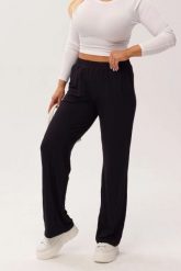 Czarne spodnie bambusowe Marlene z prostą nogawką PLUS SIZE XXL OVERSIZE WIOSNA LATO. Czarne spodnie materiałowe damskie Moda Size Plus Iwanek, l, bez wzorów, z dzianiny. Za 179.90 zł.