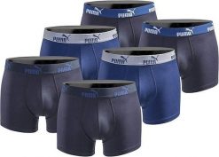 Bokserki majtki męskie Puma Boxershorts 6-pak bawełniane. Niebieskie bokserki męskie Puma, m, bez wzorów, z bawełny. Za 169.83 zł.